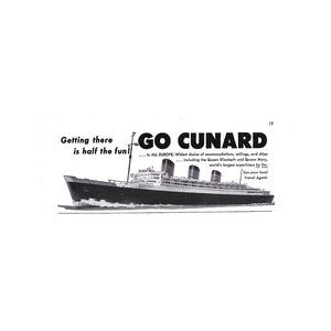 Go Cunard Queen Elizabeth Queen Mary Cruise Ship 1960s Vintage Print Ad